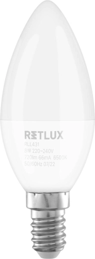 Retlux LED żarówka świecowa C37 E14 8 W biała dzienna