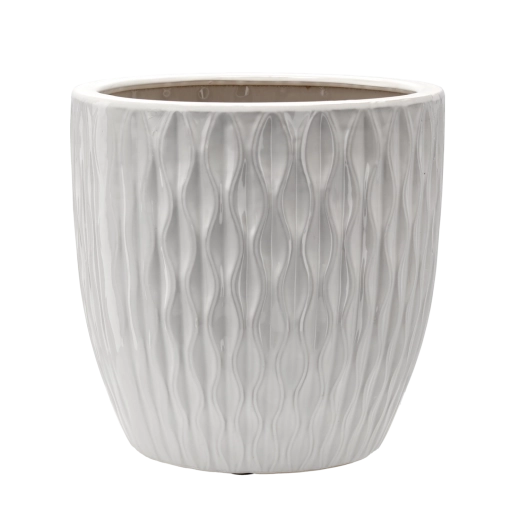 Ceramiczna osłona na donicę 39 × 39 × 39 cm biały połysk