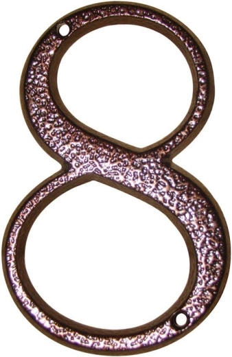 Numer domu 8 brązowy z cynku, wysokość 117 mm