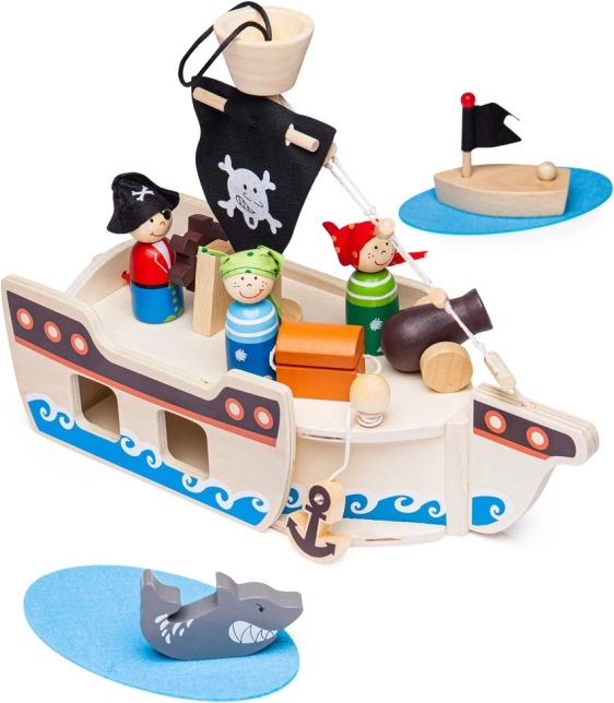 Drewniany statek piracki z akcesoriami od Bigjigs Toys