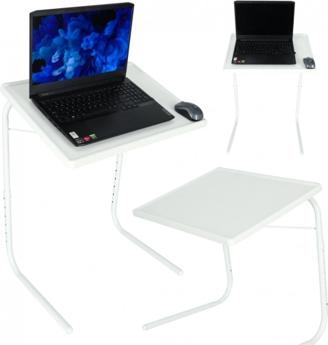 Składany, regulowany stolik na laptop 52 × 40 cm, biały