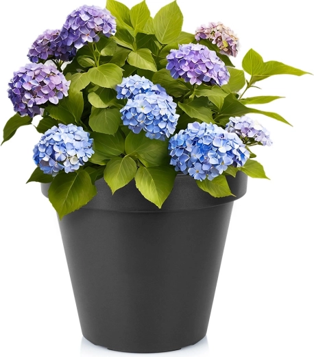 Czarna okrągła plastikowa donica ogrodowa 39 cm