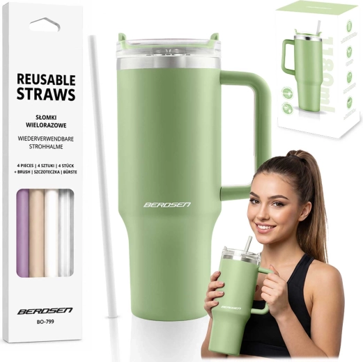 Berdsen próżniowy kubek termiczny ze słomką 1180 ml zielony - 1 sztuka