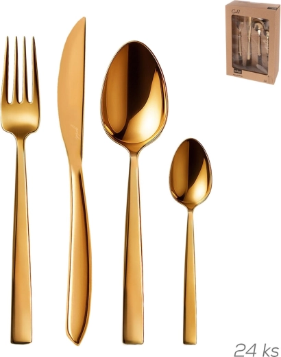 Zestaw sztućców ze stali nierdzewnej Gold 24 szt.