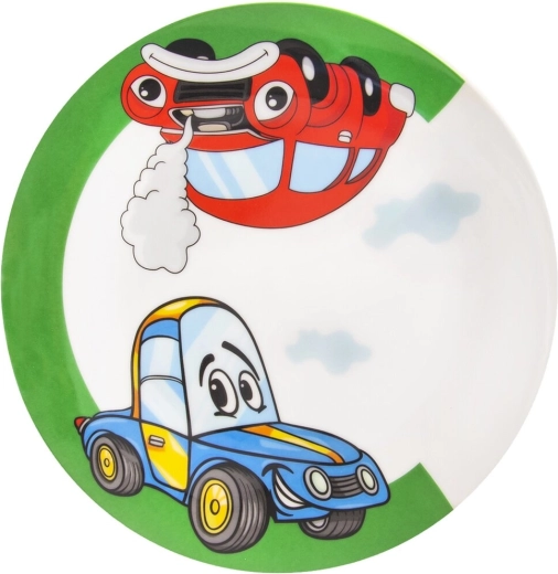 Dziecięcy płytki porcelanowy talerz z motywem auta 21 cm