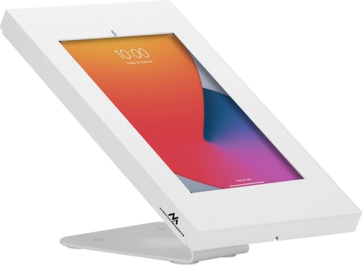 Maclean zamykany stojak na tablet na stół i ścianę, biały