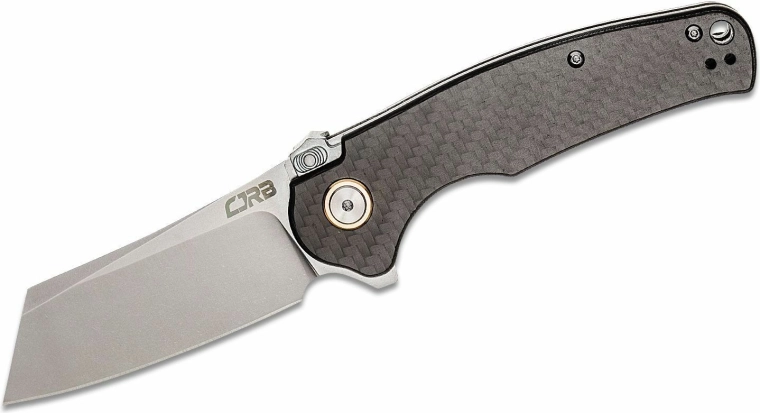 Składany nóż CJRB Crag, stonewash ostrze 8,4 cm, włókno węglowe, czarny
