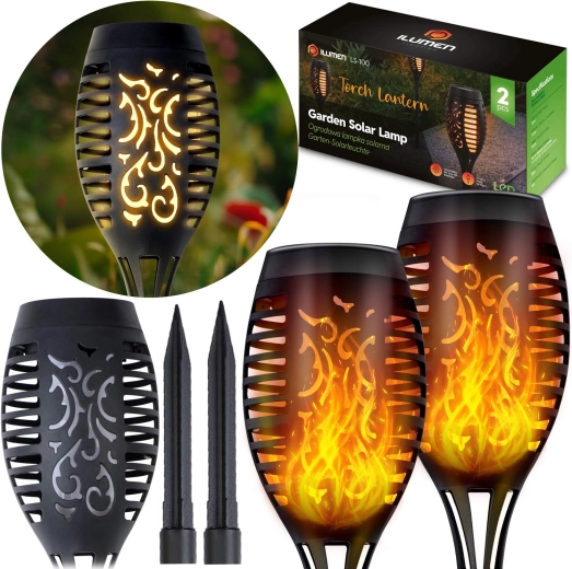 Solarne ogrodowe lampy pochodniowe 2 szt. ILLUMEN LS-100