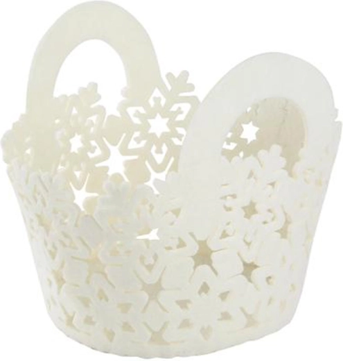 Filcowy świąteczny koszyk Toro, biały, 15 cm