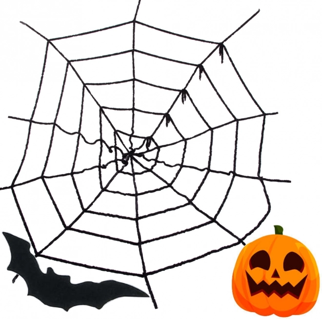 Sztuczna czarna pajęczyna na Halloween – dekoracja 90 × 90 cm