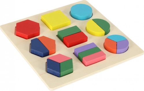 Drewniana edukacyjna układanka geometrycznych kształtów