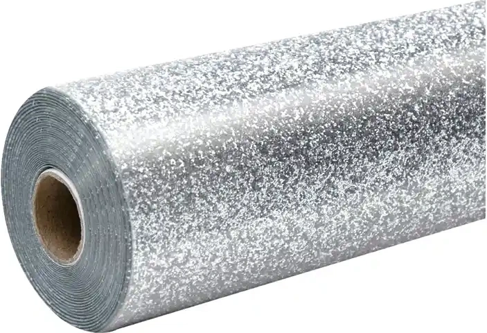 HTVRONT brokatowa folia termotransferowa 30,5 × 90 cm srebrna