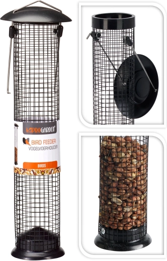 Wiszący karmnik dla ptaków na orzechy 9 × 35 cm czarny – 1 sztuka