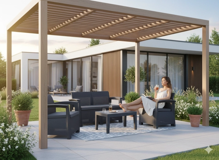 Elegancki stolik z dekorem drewna