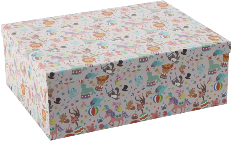 Kolorowe pudełko prezentowe z motywem zwierząt 19,2 × 15 × 7,5 cm - 1 sztuka