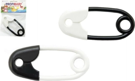 Grzechotka w kształcie agrafki czarno-biała 12 cm