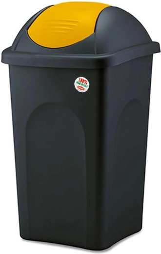 Kosz na śmieci uchylny MULTIPAT 60 l, czarno-żółty, plastik