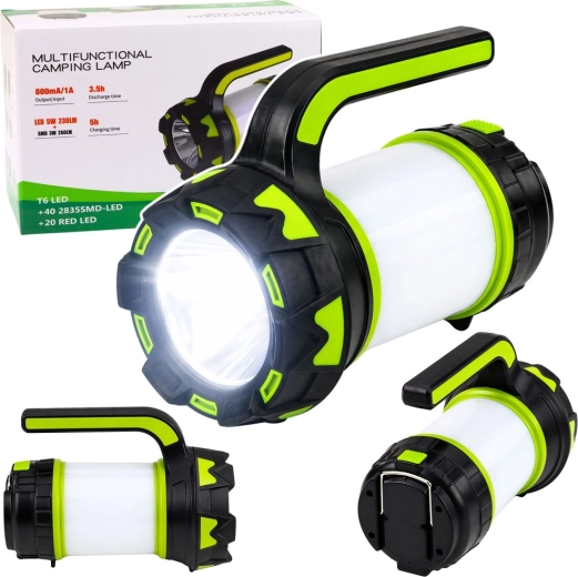 Kempingowa latarka LED i lampa 2w1 z akumulatorem