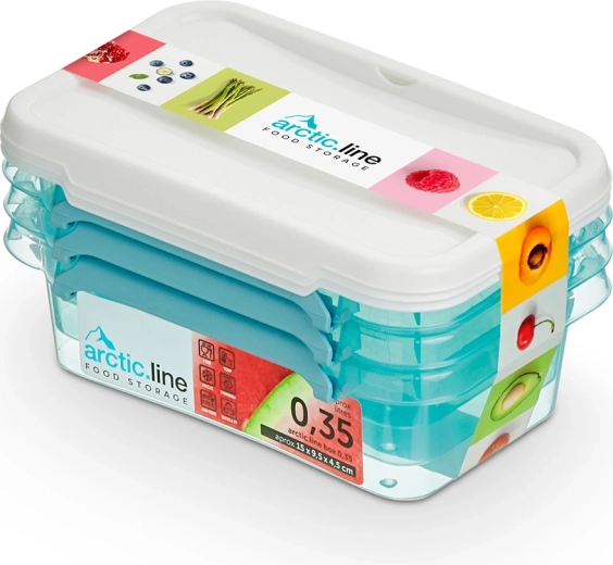 Arcticline zestaw 3 prostokątnych pojemników na żywność 0,35 l