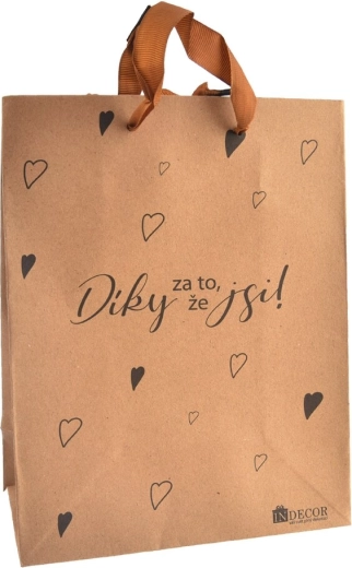Torebka prezentowa „Dzięki, że jesteś” (26 × 10 × 32 cm)