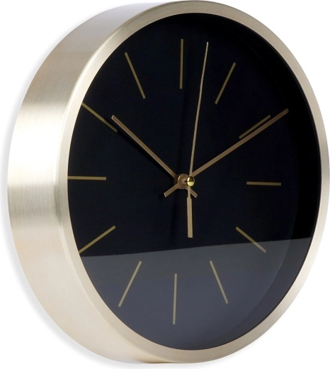 Zegar ścienny czarno‑złoty 25 cm