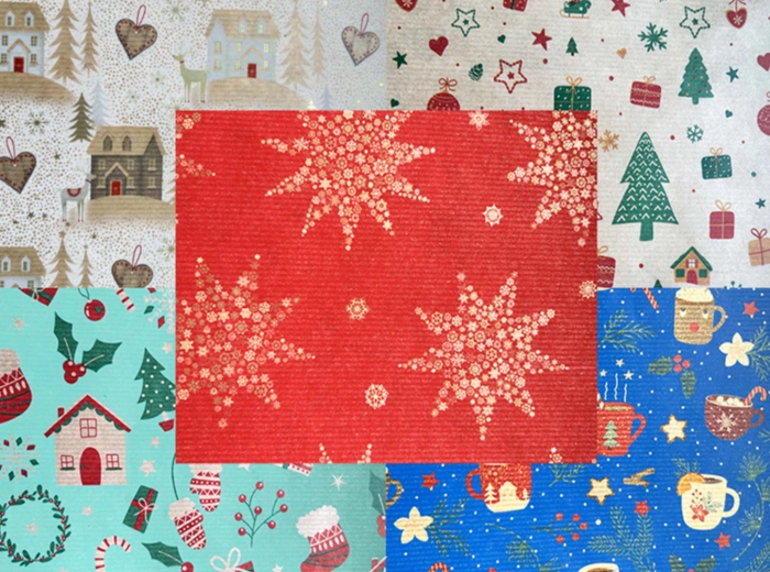 Świąteczny papier do pakowania Ecocolor 0,7 × 1,5 m