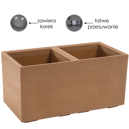 Donica Karo Eco Wood 80 × 40 × 40 cm, naturalne drewno