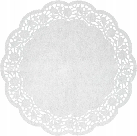 Zestaw 8 okrągłych papierowych podkładek pod tort 35 cm białe