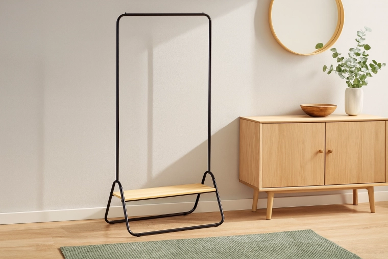 Wolnostojący wieszak z półką, metalowy loft 80 × 44,5 × 146 cm