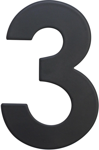 Numer domu 3, 75 mm, stal nierdzewna, matowa czerń