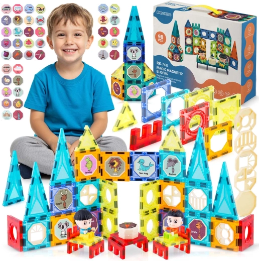 Ricokids magnetyczne klocki/konstrukcje XXL – wieża i karuzela (ok. 98 elementów)