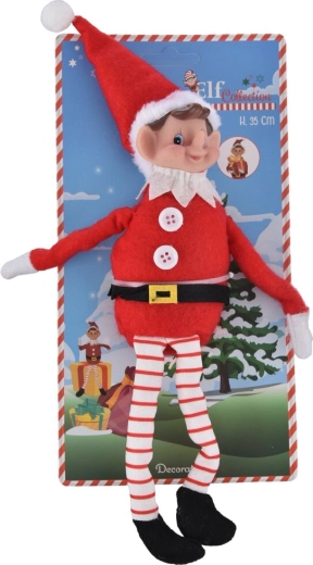Świąteczna dekoracja elf – stojąca figurka tekstylna 35 cm