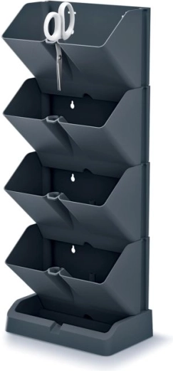 Pionowe doniczki z nożyczkami do ziół MINI GARDEN, antracyt