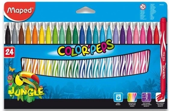 Zmywalne flamastry MAPED Color'Peps Jungle, 24 szt.