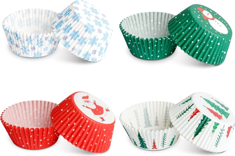 Świąteczne papierowe papilotki do muffinów, 100 sztuk