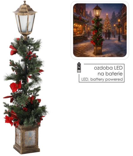 Świąteczna latarnia LED 120 cm z girlandą