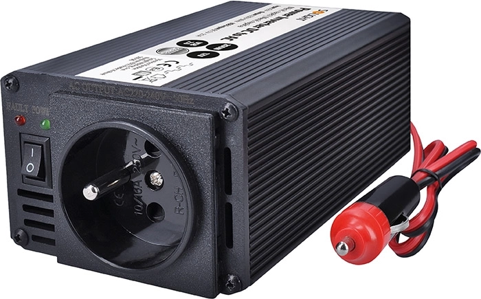 Solight przetwornica napięcia 12 V na 230 V 200 W z USB, metalowa, czarna