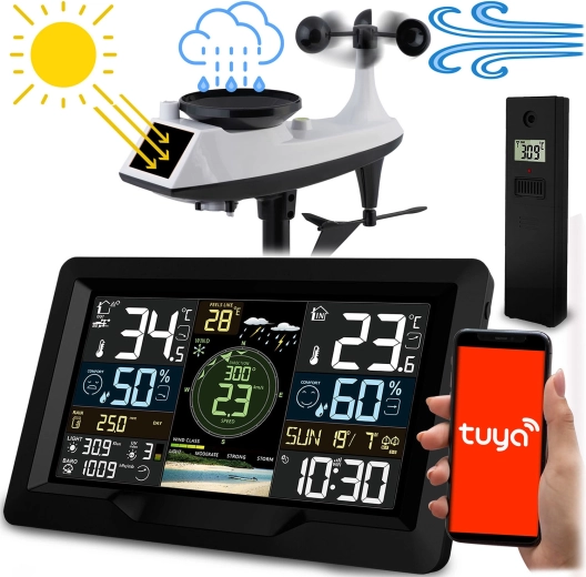 Bezprzewodowa stacja meteorologiczna z pomiarem wiatru i deszczu Berdsen