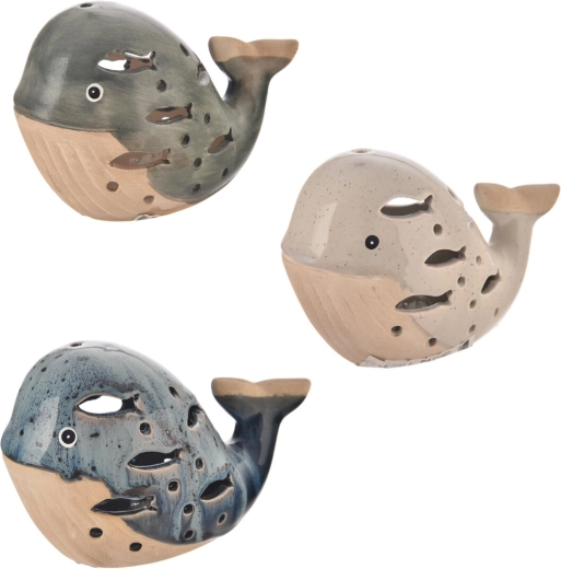 Porcelanowa świecąca dekoracja Wieloryb z LED
