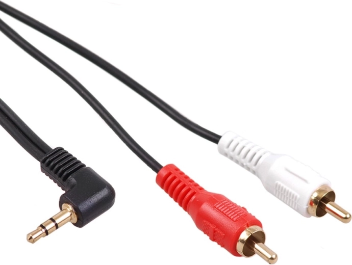Kabel mini jack 3,5 mm kątowy na 2× RCA 1 m MCTV czarny