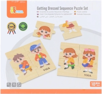 VIGA Drewniane puzzle edukacyjne Ubieranie dzieci