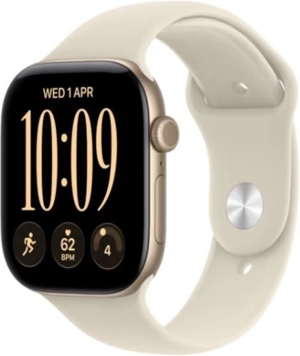 Apple Watch Series 12 GPS 42 mm aluminiowa koperta w kolorze jasnego złota z piaskowym paskiem sportowym S/M
