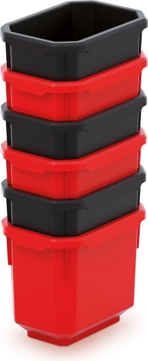 Zestaw 6 plastikowych pojemników na narzędzia TITAN BOX 110 × 75 × 263 mm – czarno/czerwony