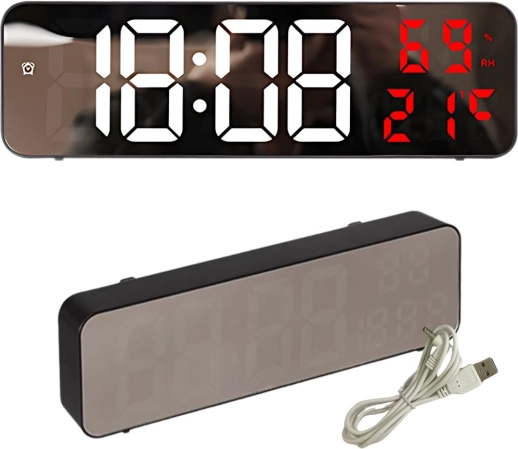 Cyfrowy zegar LED z budzikiem i termometrem