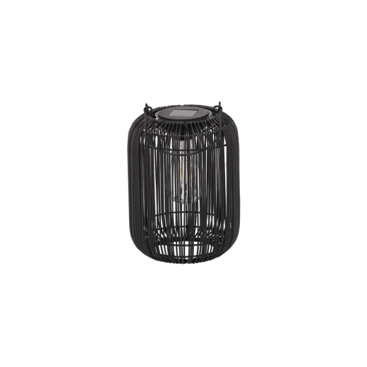 Solarny metalowy lampion ogrodowy 24 cm, czarny