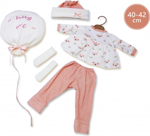 Ubranko dla lalki NEW BORN 40–42 cm, 4‑częściowy zestaw z przytulanką