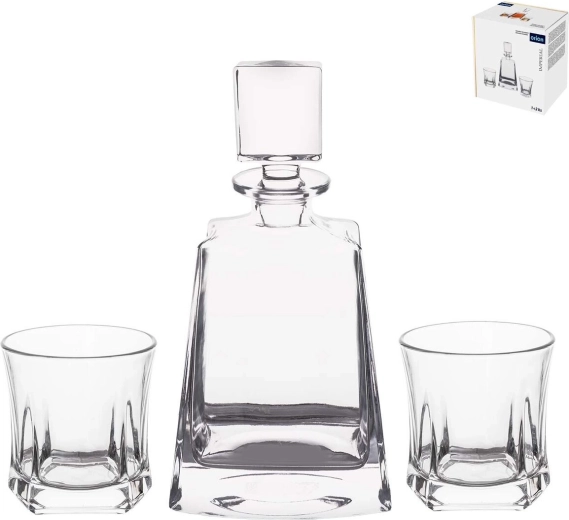Szklana karafka do whisky Imperial robust z 2 szklankami