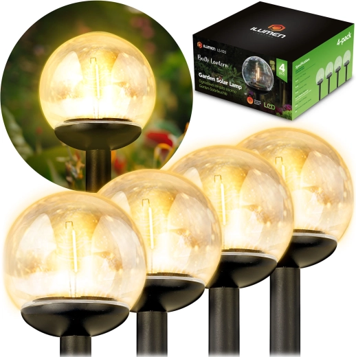 Solarne lampy ogrodowe kula 4 szt. ILUMEN LS-103