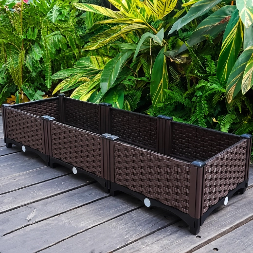 Modułowa ogrodowa skrzynia/skrzynek na kwiaty i warzywa 120 × 40 × 22 cm, brązowa