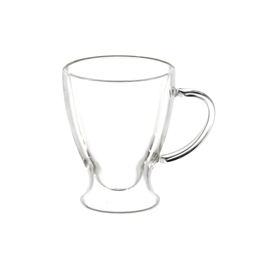 Zestaw 2 dwuściennych szklanek do latte z uchem 300 ml